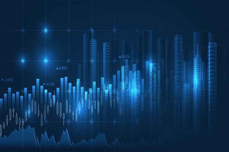 Vector illustrations of abstract economic artwork and background for real estate business financial and investment.