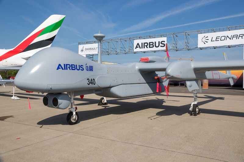 Airbus Reconnaissance UAV IAI Eitan Steadfast drone on display at the Berlin ILA Air Show.